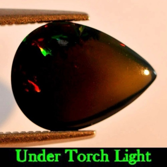 Natural Fire Red Black Opal 1.99 Ct Pear Cabochon 11.8x8.9 Mm Gemstone - Picture 3 of 3